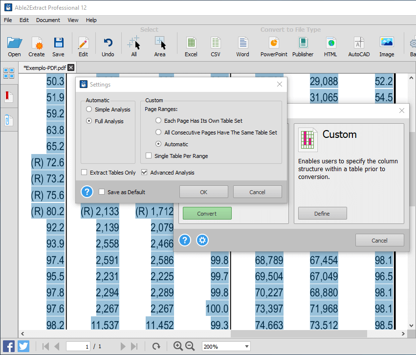 Conversão de PDF para Excel