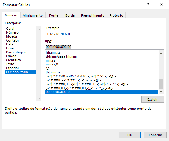 Validar e formatar CPF Excel 4