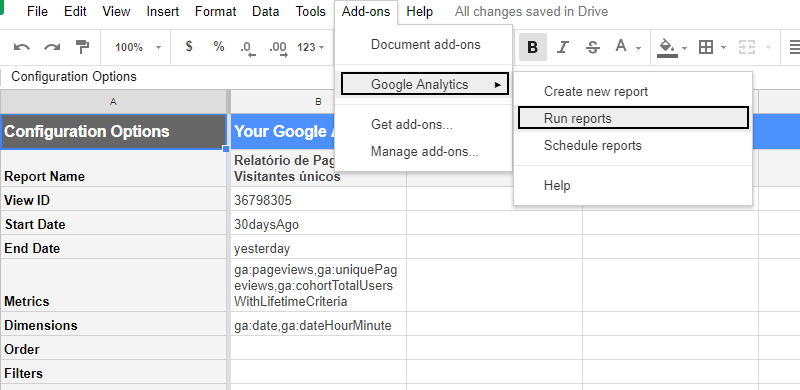 Conectar google analytics no Excel 4