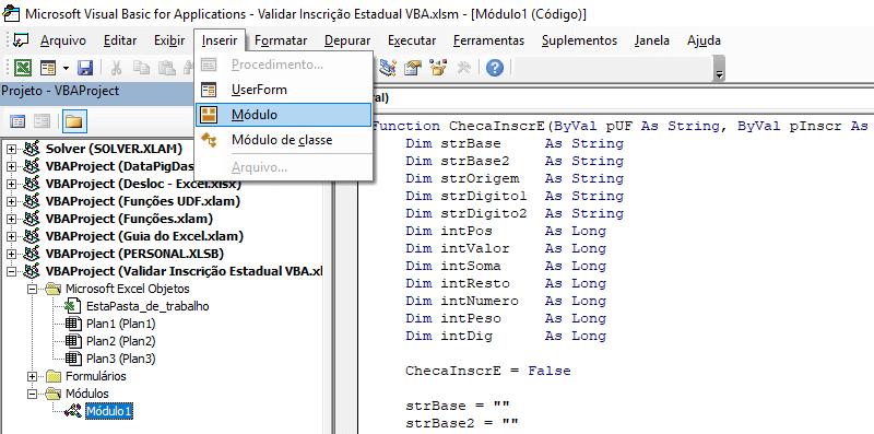 Validar Inscrição Estadual Excel 2