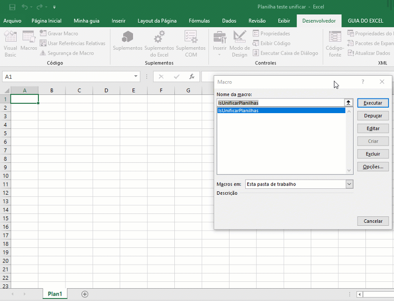 Juntar planilhas Excel em uma só