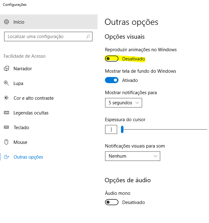 Tirar animação do Office 2