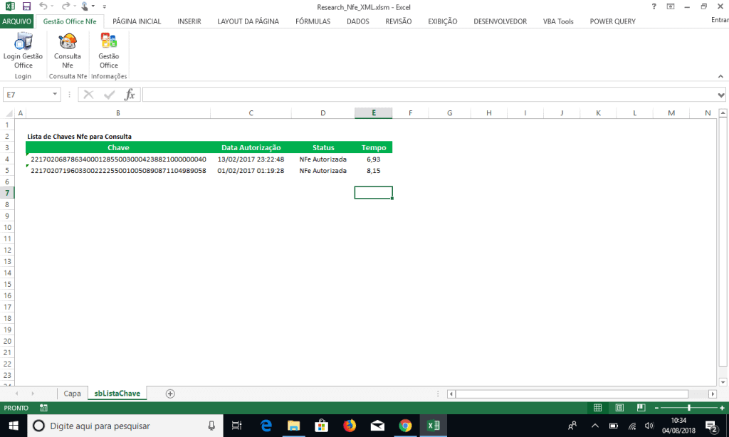 Download nfe xml Excel
