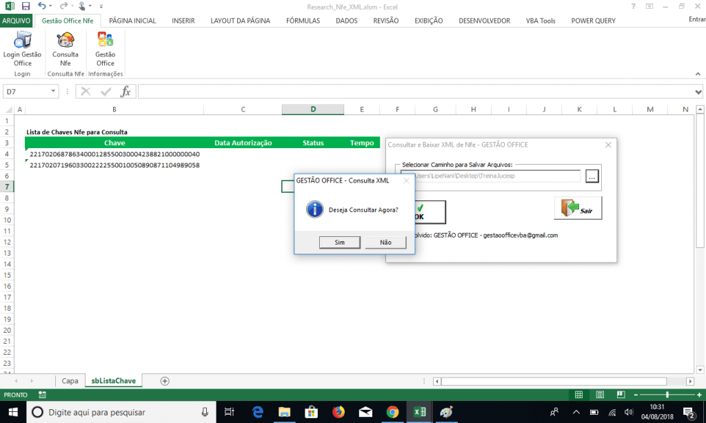 Download nfe xml Excel