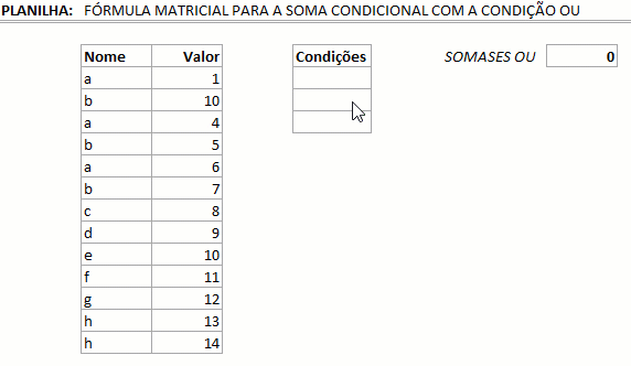 [Excel] Fórmula Somase OU