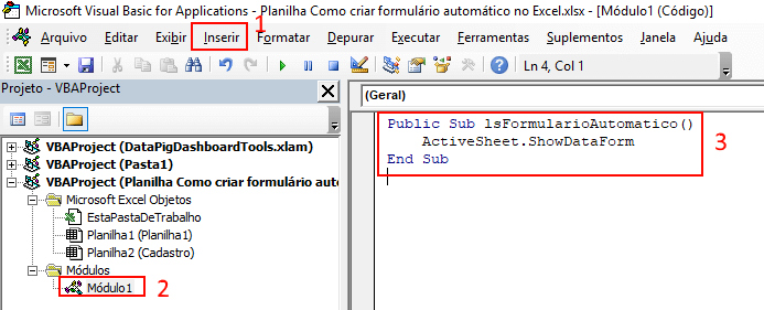 Como criar formulário automático no Excel 10