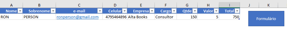 Como criar formulário automático no Excel 12