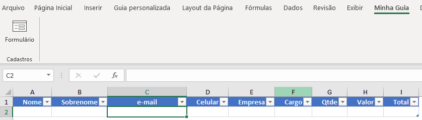 Como criar formulário automático no Excel 7