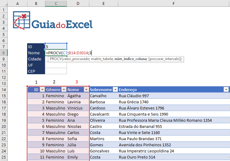 PROCV no Excel Aprenda Passo a passo 3