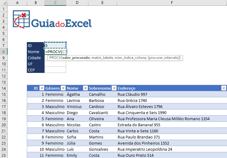 PROCV no Excel Aprenda Passo a passo