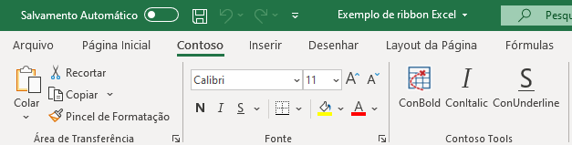 Criar ribbon no Excel 10