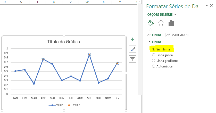 destacar dados em gráfico Excel