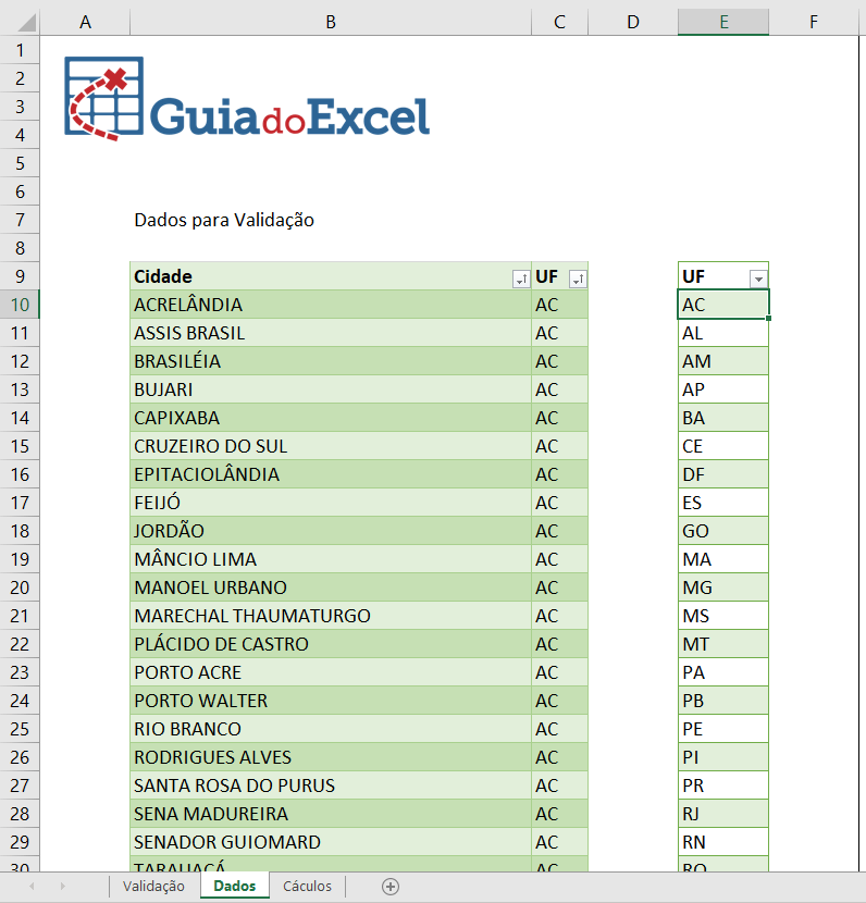Listas dependentes Excel 1