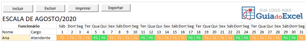 Escala de trabalho 4x2