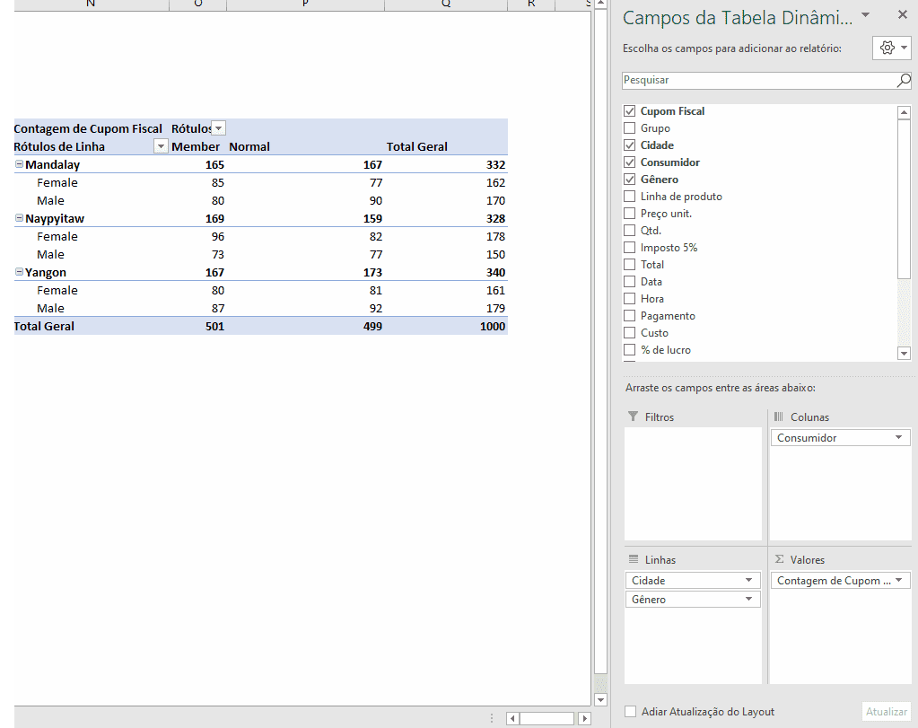 Como criar uma tabela dinâmica no Excel 4