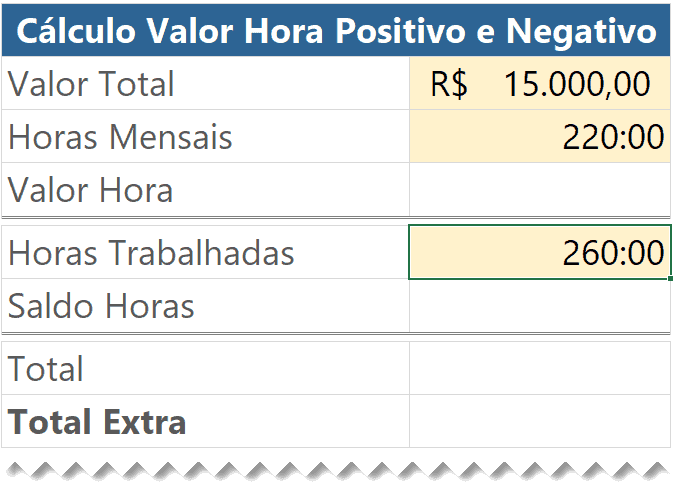 Excel - Como calcular horas e valores 2