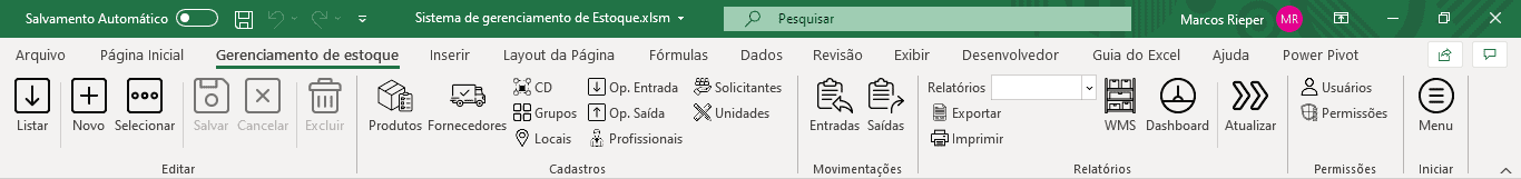 Planilha de gerenciamento de estoque Excel 1