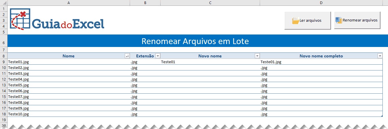 Renomear arquivos automaticamente VBA 1