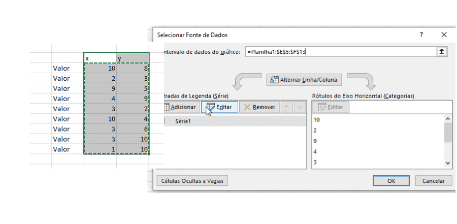 Gráfico de tiro ao alvo Excel 3