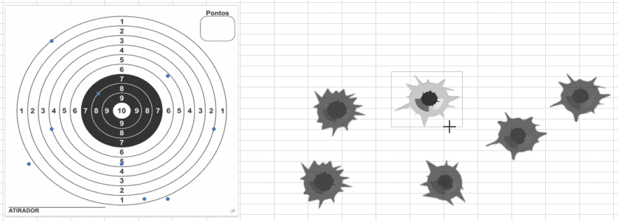 Gráfico de tiro ao alvo Excel 6