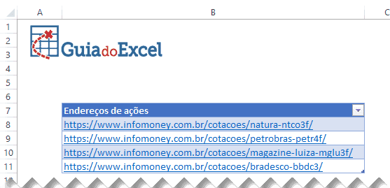 Consultar dados de ações no Excel Power Query 1