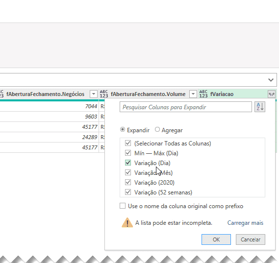 Consultar dados de ações no Excel Power Query 18