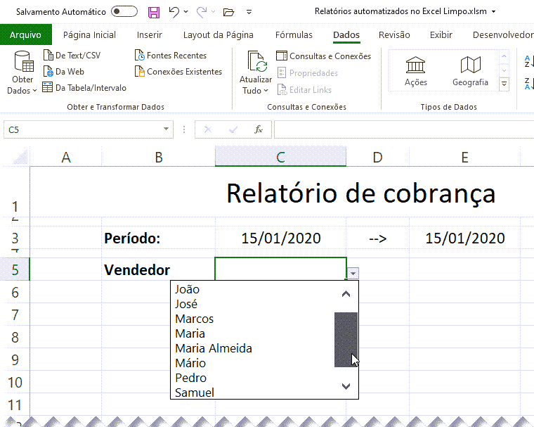 Relatório com filtros no Excel com Power Query Parâmetros Excel no Power Query 8