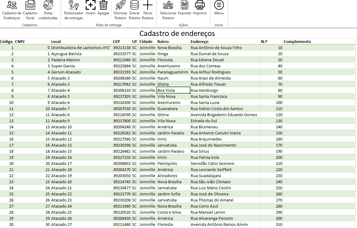 Planilha de Roteirização Automática Otimizada 1