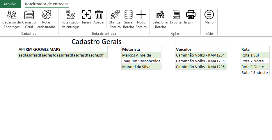 Planilha de Roteirização Automática Otimizada 2