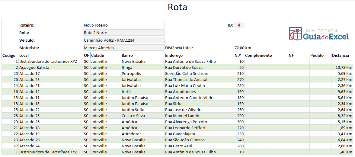 Planilha de Roteirização Automática Otimizada 5