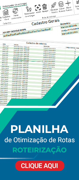 Planilha de otimização de rotas Roteirização Excel