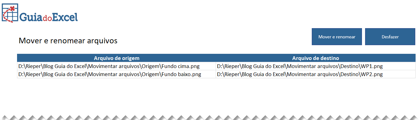Movimentar renomear arquivos excel vba