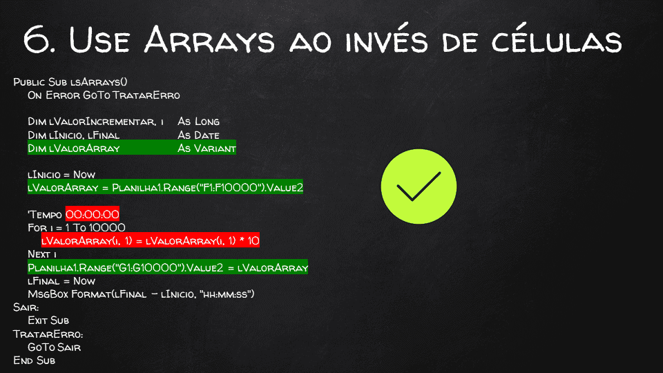 Como aumentar a velocidade do VBA Excel