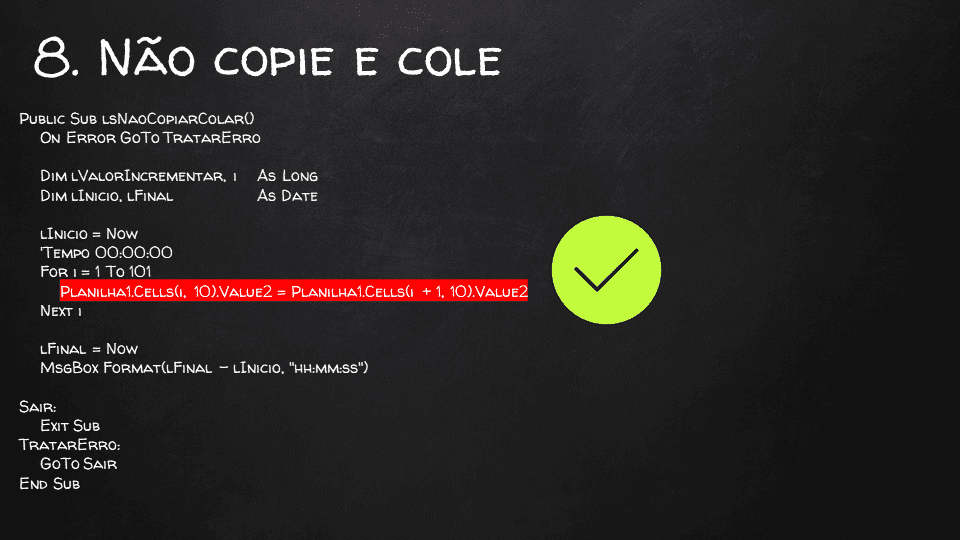 Como aumentar a velocidade do VBA Excel