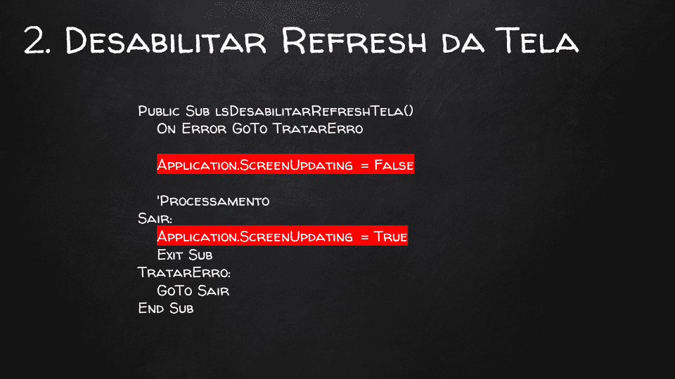 Como aumentar a velocidade do VBA Excel