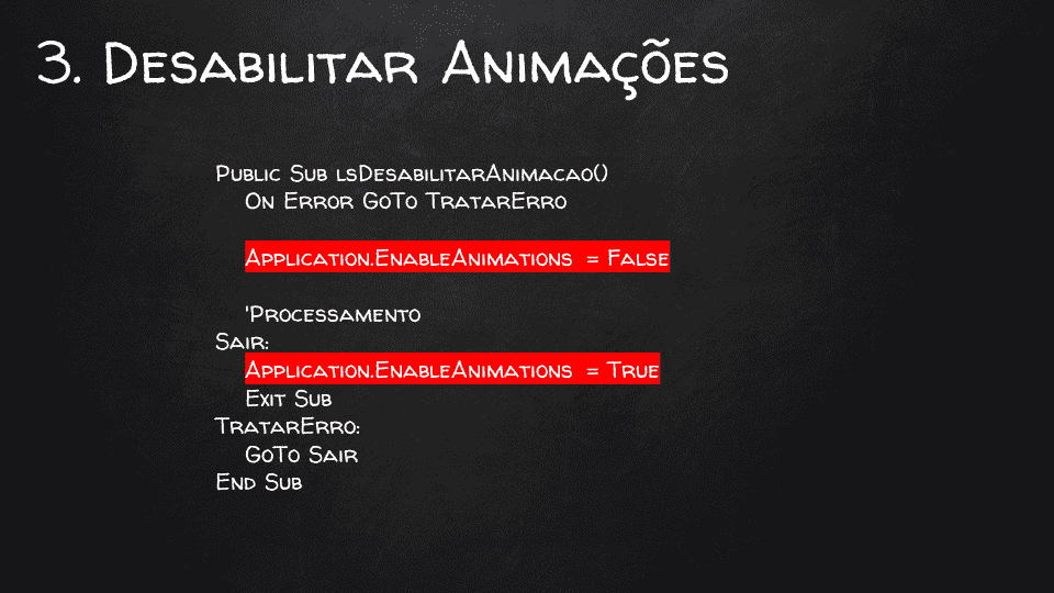 Como aumentar a velocidade do VBA Excel