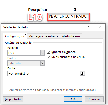 Validação de dados com lista pesquisável no Excel 4