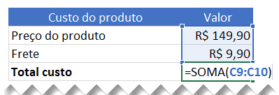 Como calcular preço de venda no Excel 2