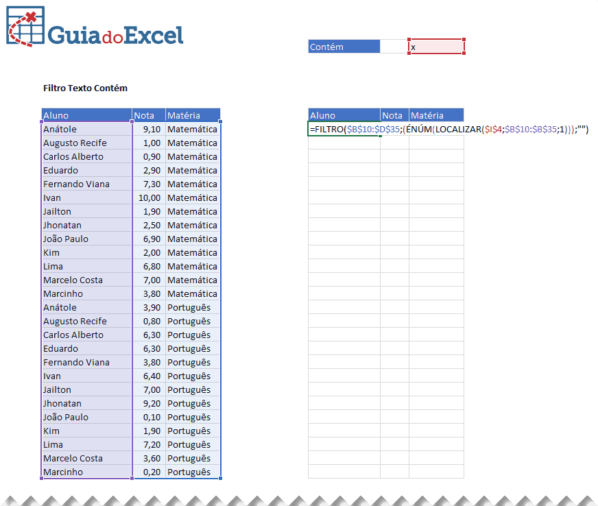 Função Filtro Excel 8