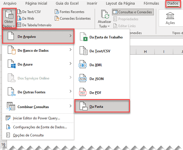 Mudar pasta ou mudar fonte de dados Power Query Excel 15