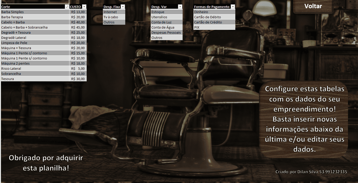 Planilha de controle de barbearia 6