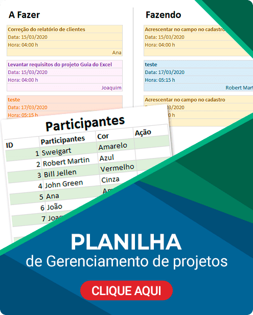 Planilha de gerenciamento de projetos excel