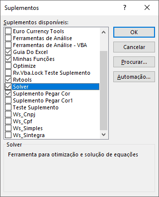 como ativar suplementos no excel