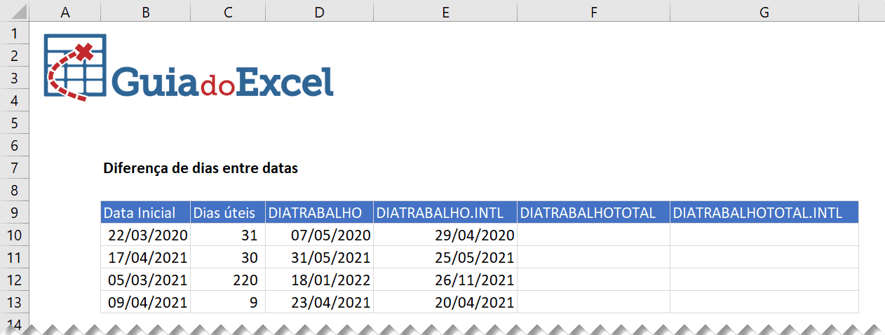 dias uteis excel 15