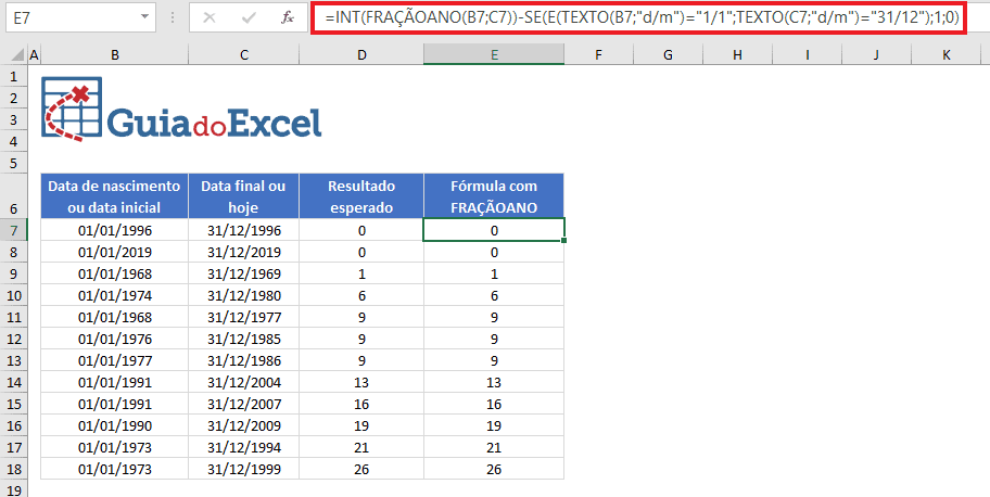 Como Calcular A Idade No Excel Usando Formulas Guia Do Excel