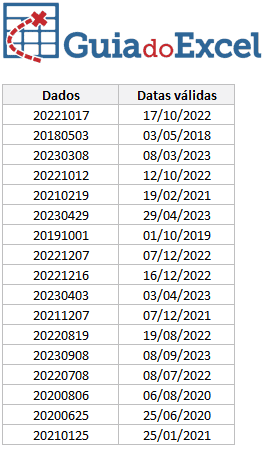 Converter data no padrão aaaammdd para data válida no Excel