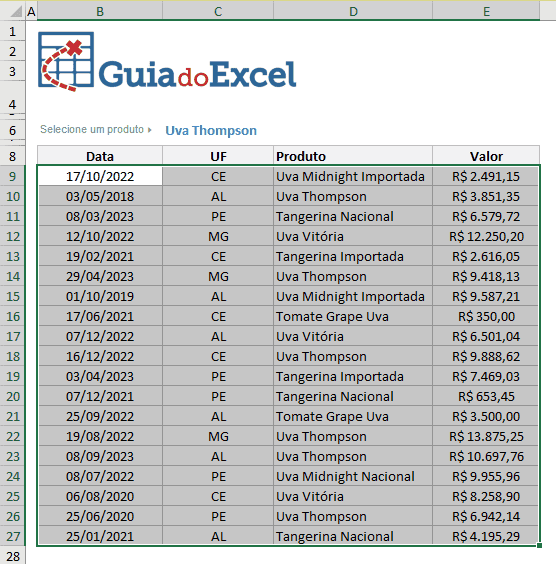 colorir linha inteira excel outra celula 1