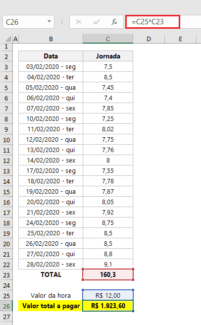 pagamento horas excel 4