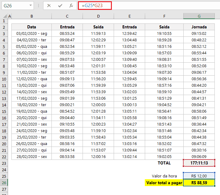 pagamento horas excel 5