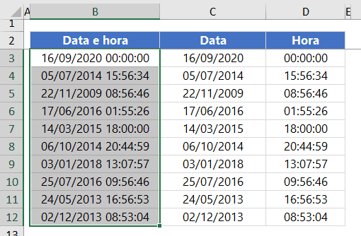 como separar data e hora no Excel 17